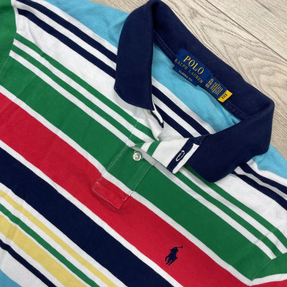 Polo Ralph Lauren Polo Shirt Mens XL Multi Color Striped Classic Fit SS